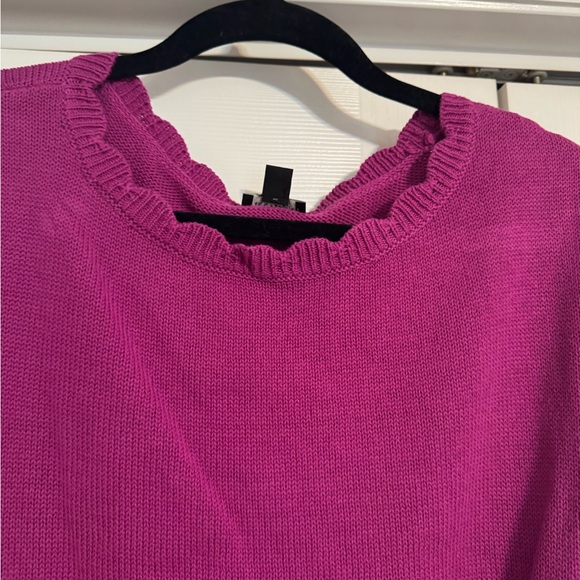 Ann Taylor Factory Scalloped-Trim Knit Tank in Fuchsia - Picture 4 of 6